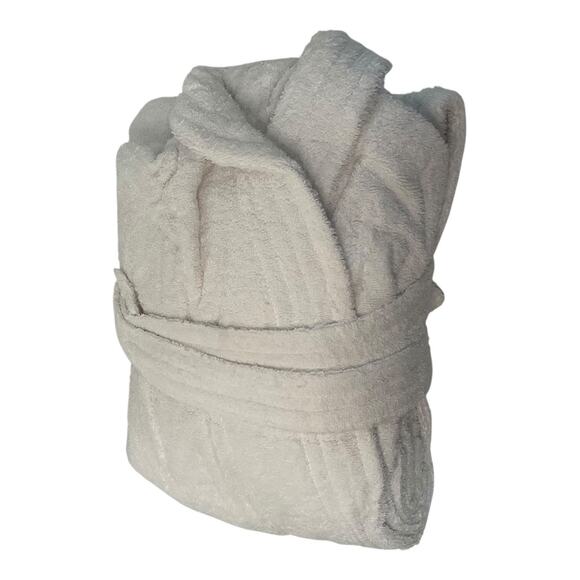 American Soft Linen Unisex Lightweight Plush Shawl Collar Bathrobe White Size M - Picture 4 of 4